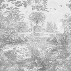 GIN2001SA | Carta parati tropical chic stile incisione antica - Col. PA01 B\N